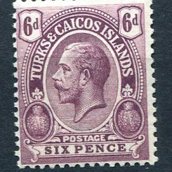 Turks & Caicos 1921 6d KGV with wmk reversed. ...