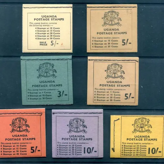 Uganda 1962-1975 booklets comprising 3/-, 5/- x 4 ...