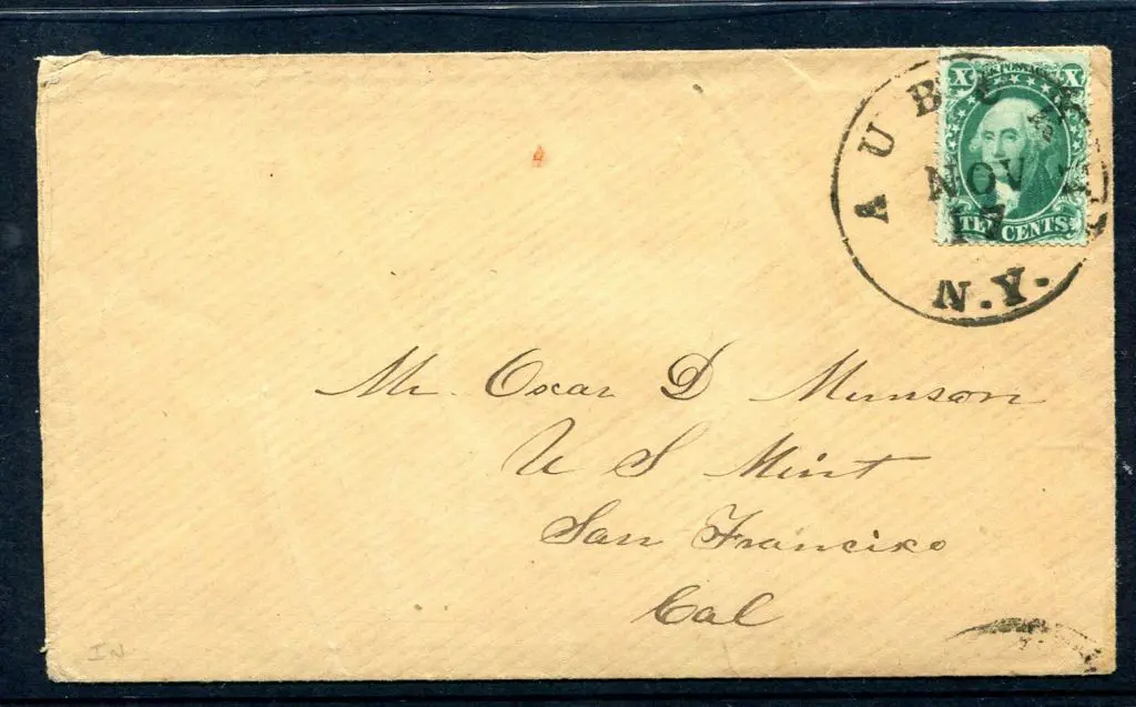 USA 1857/61 10¢ green Washington fine used on San ... Image 1++