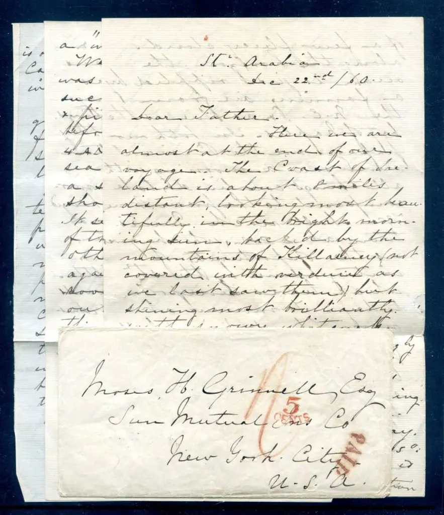 USA 1860 (22nd Dec) Stampless cover with 4 page ... Image 1++