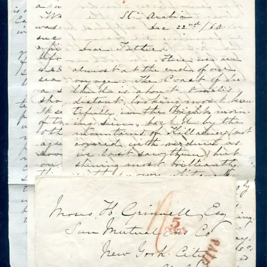 USA 1860 (22nd Dec) Stampless cover with 4 page ...