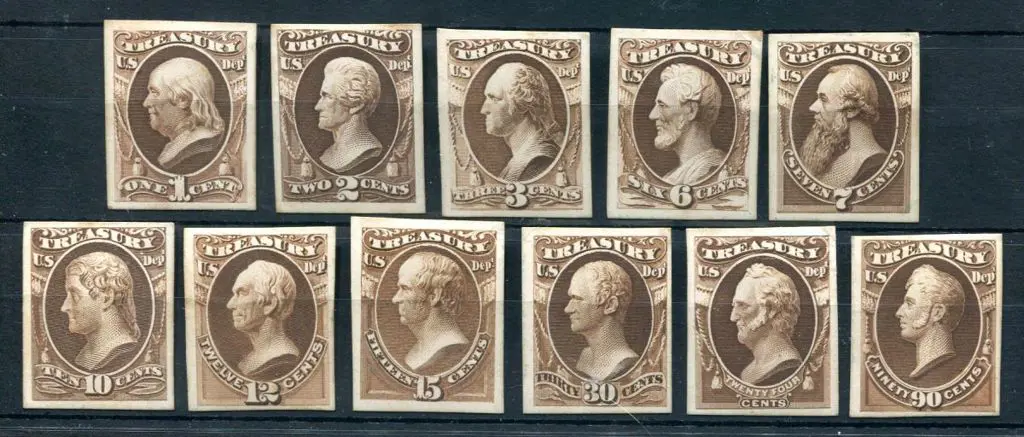 USA 1873 Treasury Dept officials (Scott #O72/O82) ... Image 1++