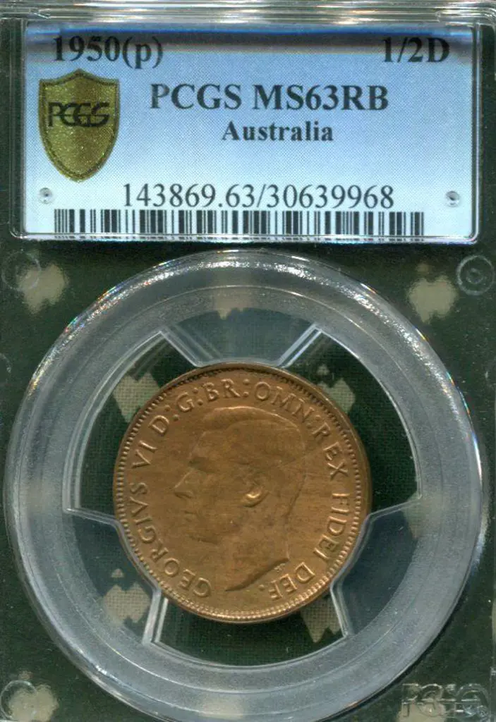 1950 (P) Halfpenny. PCGS slabbed MS63RB. Image 1++