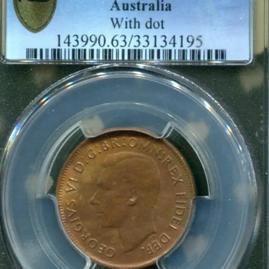1951 (P) Halfpenny with dot. PCGS slabbed MS63RB.