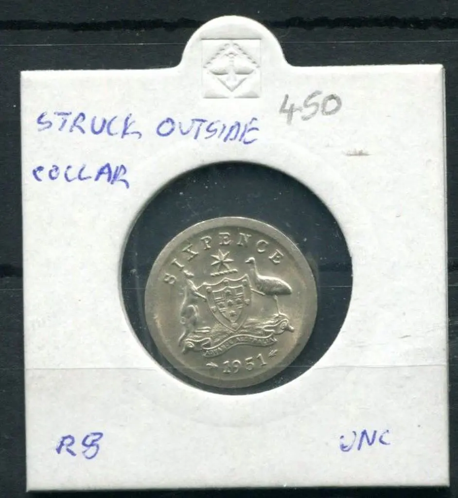 1951 Sixpence "struck outside collar". Fine Unc Image 1++