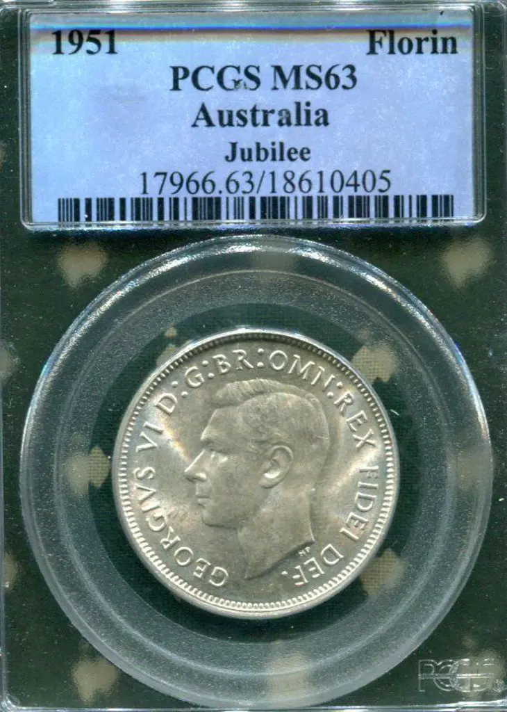 1951 Florin Jubilee. PCGS slabbed MS63. Image 1++