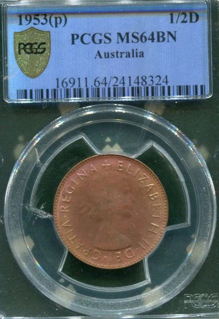 1953 (P) Halfpenny. PCGS slabbed MS64BN. Image 1++