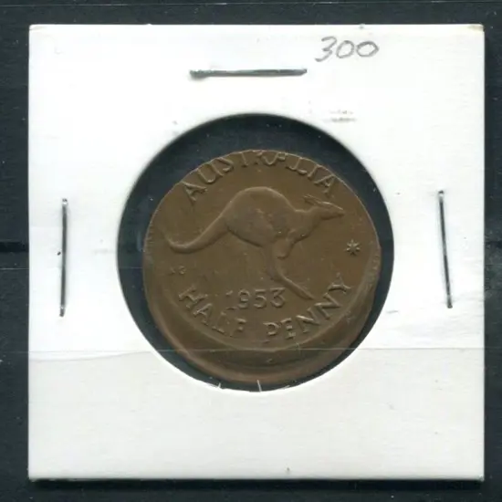 1953 Halfpenny with massive misstrike. EF