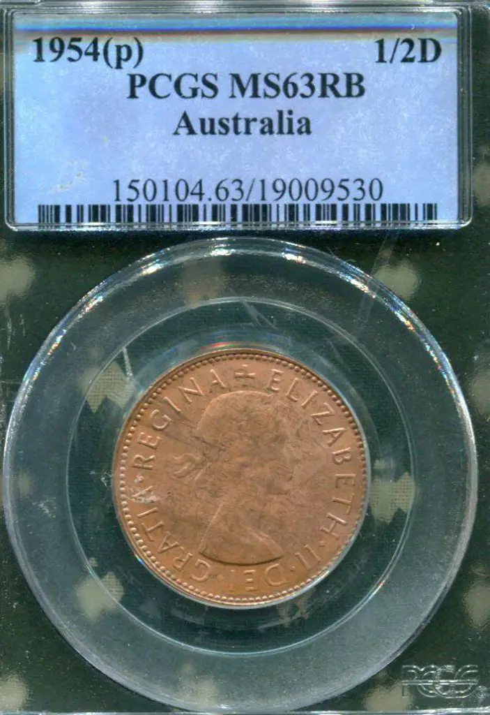 1954 (P) Halfpenny. PCGS slabbed MS63RB. Image 1++