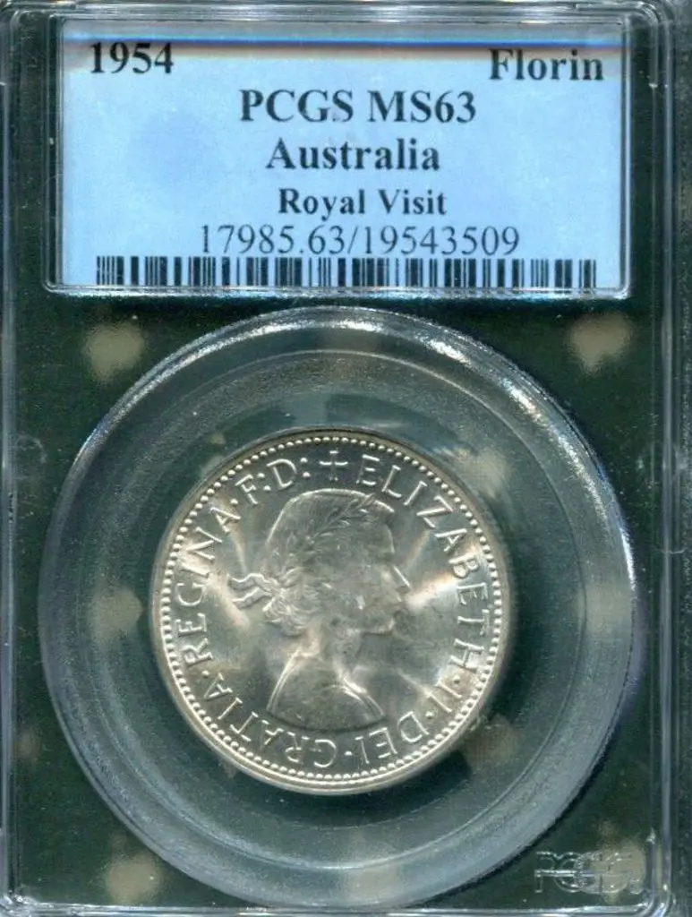 1954 Florin Royal Visit. PCGS slabbed MS63. Image 1++