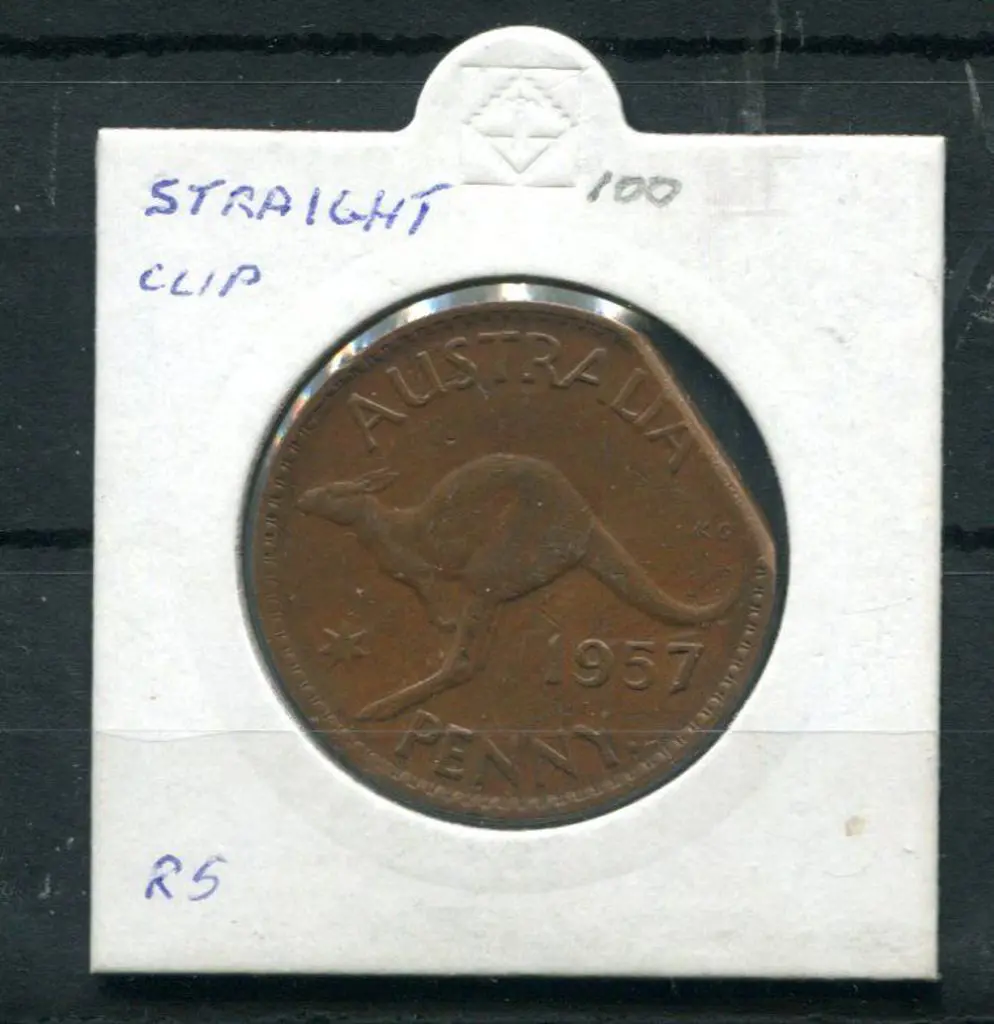 1957 Penny with "straight clip". VF Image 1++