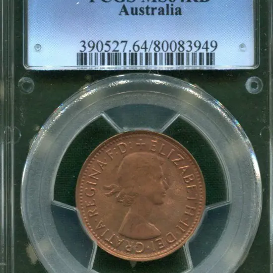 1960 (P) Halfpenny. PCGS slabbed MS64RB.