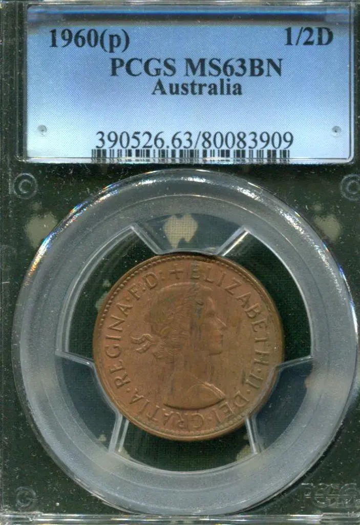 1960 (P) Halfpenny. PCGS slabbed MS63BN. Image 1++