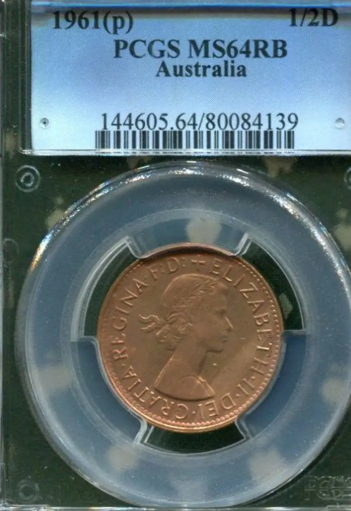 1961 (P) Halfpenny. PCGS slabbed MS64RB. Image 1++