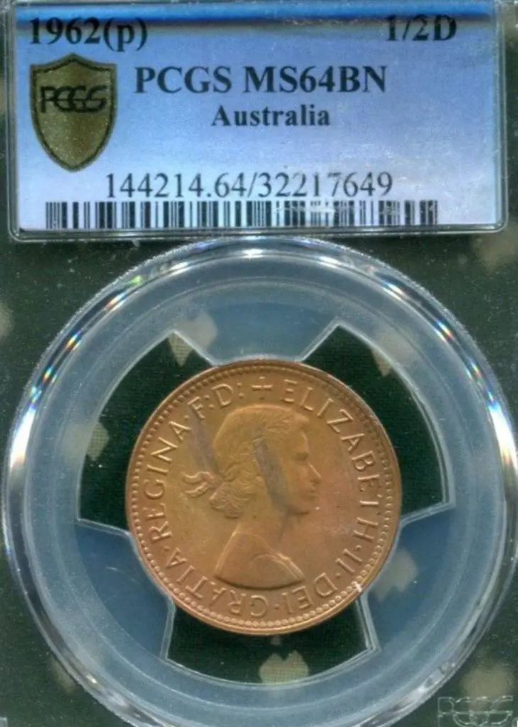 1962 (P) Halfpenny. PCGS slabbed MS64BN. Image 1++