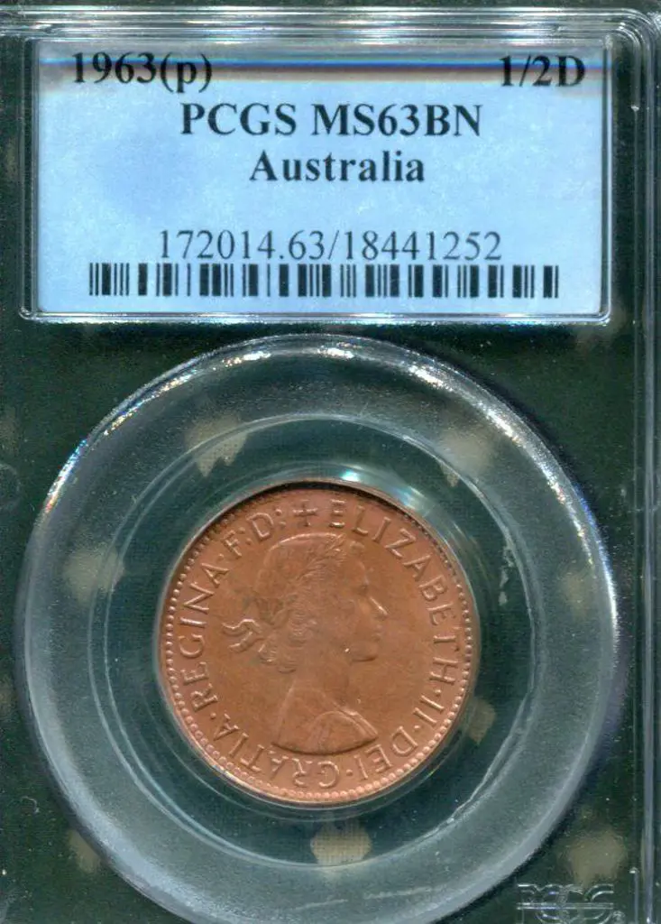 1963 (P) Halfpenny. PCGS slabbed MS63BN. Image 1++
