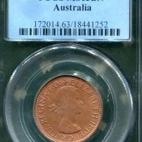 1963 (P) Halfpenny. PCGS slabbed MS63BN.