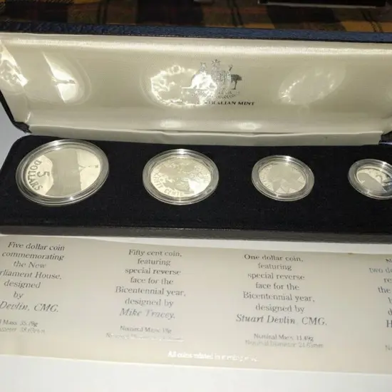 1988 Masterpieces in Silver Bicentennial Proof set ...