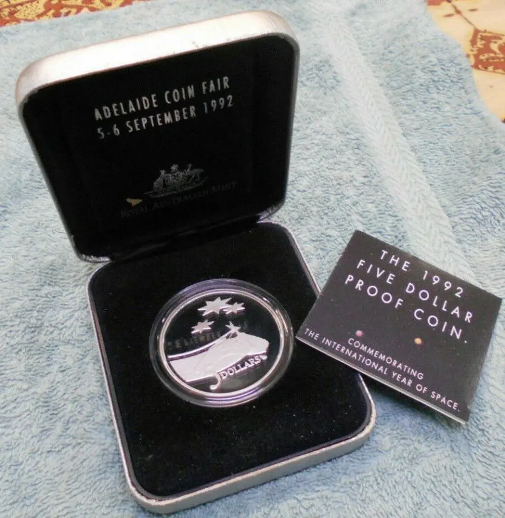 1992 $5 Year of Space Silver Proof in RAM case/box ... Image 1++