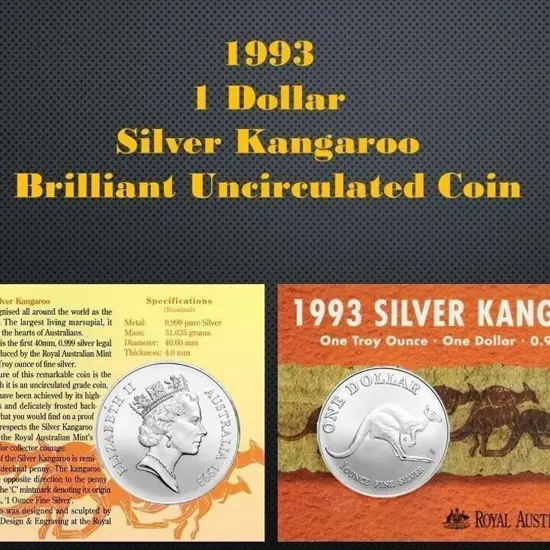 1993 $1 Kangaroo 1oz silver RAM plus 2015 & 2016 ...