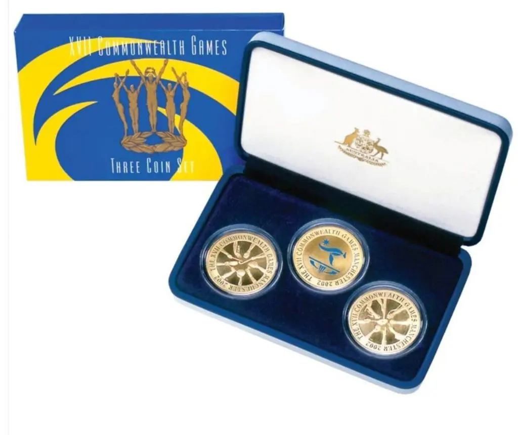 2002 $5 silver proof & $5 Commonwealth Games 3 ... Image 1++