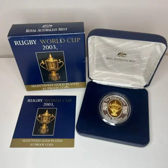 2003 $5 Rugby World Cup Selectively Gold Plated ...