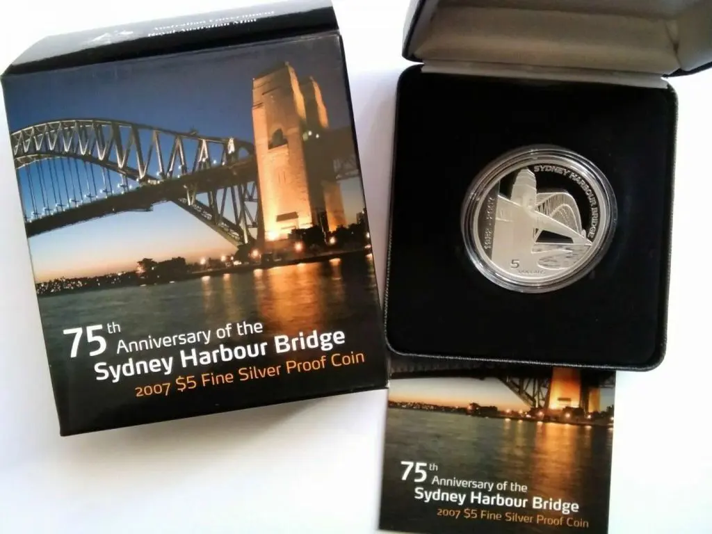 2007 $5 75th Anniv of Sydney Harbour Bridge Silver ... Image 1++