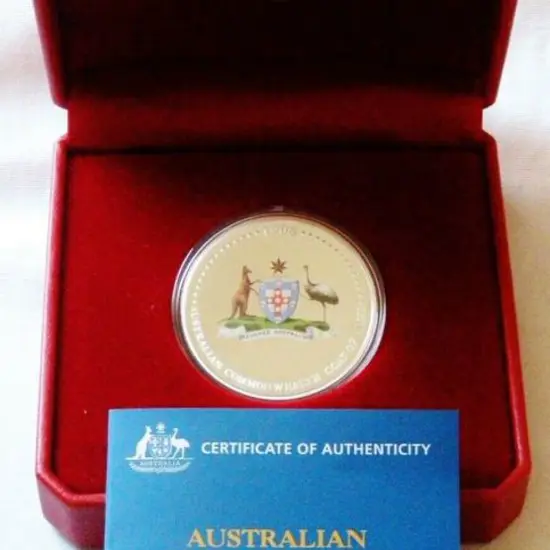2008 $1 Coat of Arms coloured 1oz Silver Proof in ...