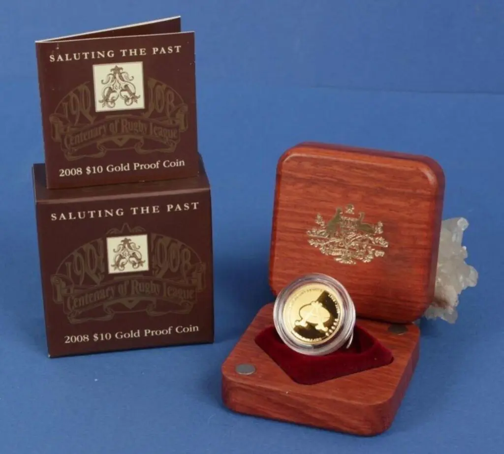 2008 $10 Rugby League Cent 1/10oz Gold Proof Coin ... Image 1++