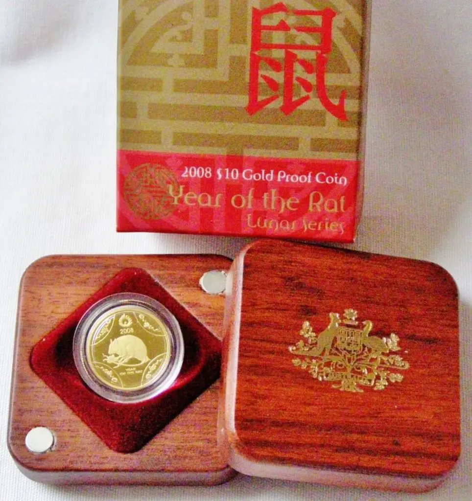 2008 $10 Year of the Rat 1/10oz Gold Proof in RAM ... Image 1++