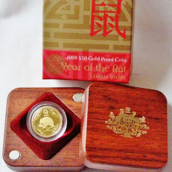 2008 $10 Year of the Rat 1/10oz Gold Proof in RAM ...