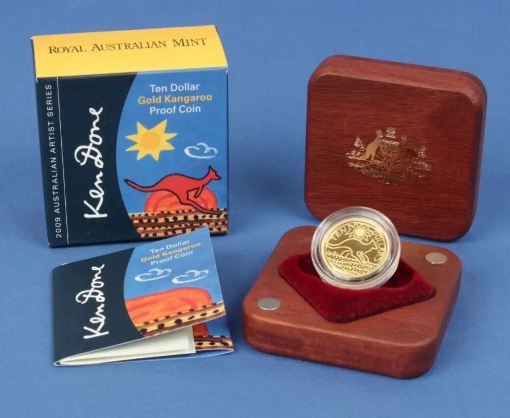 2009 $10 Ken Done Kangaroo 1/10oz Gold Proof in ... Image 1++