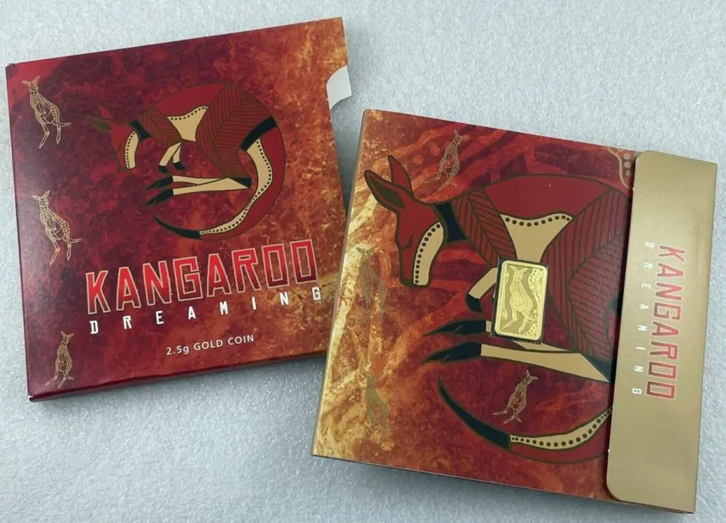 2009 $15 Kangaroo Dreaming 2.5g gold rectangular ... Image 1++