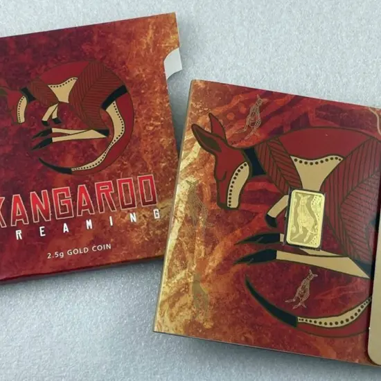 2009 $15 Kangaroo Dreaming 2.5g gold rectangular ...