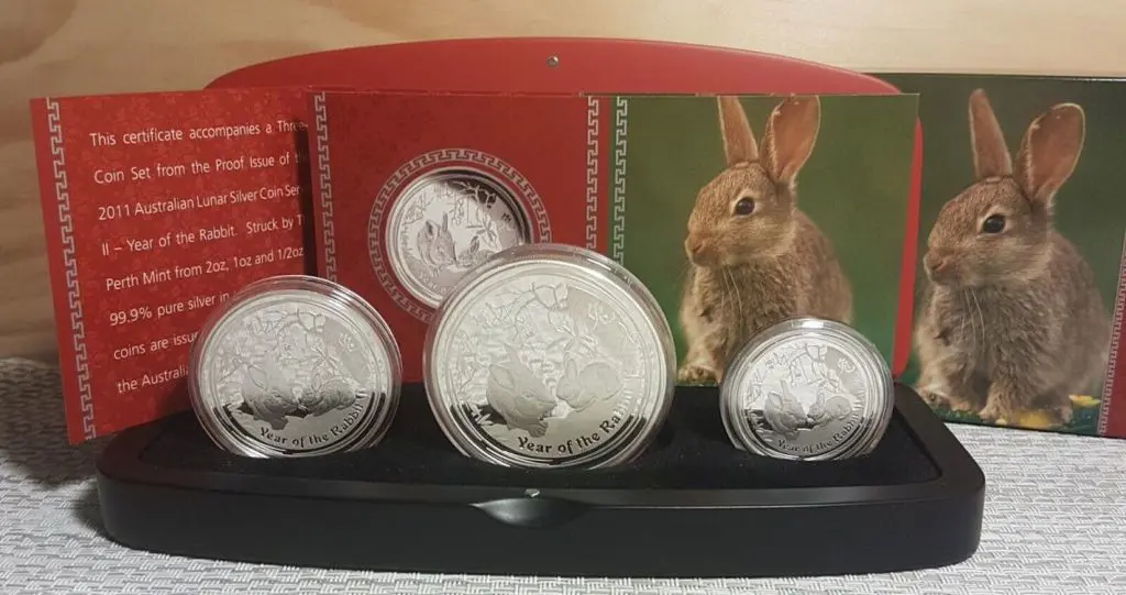 2011 "Year of the Rabbit" Lunar 1oz Silver 3 Coin ... Image 1++