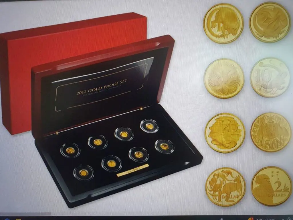 2012 1c to $2 Miniature Gold Proof Coins Set of 8 ... Image 1++