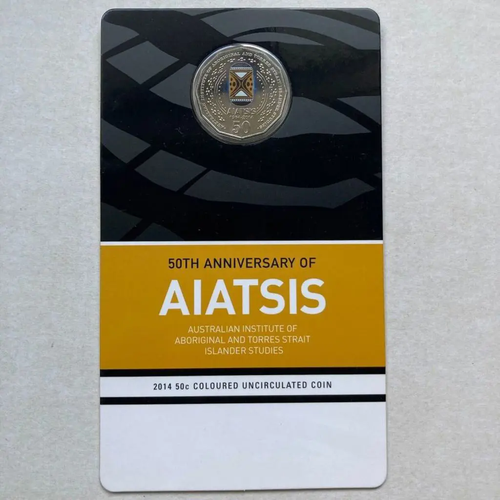 2014 50c AIATSIS coloured coin in RAM card. Exc ... Image 1++