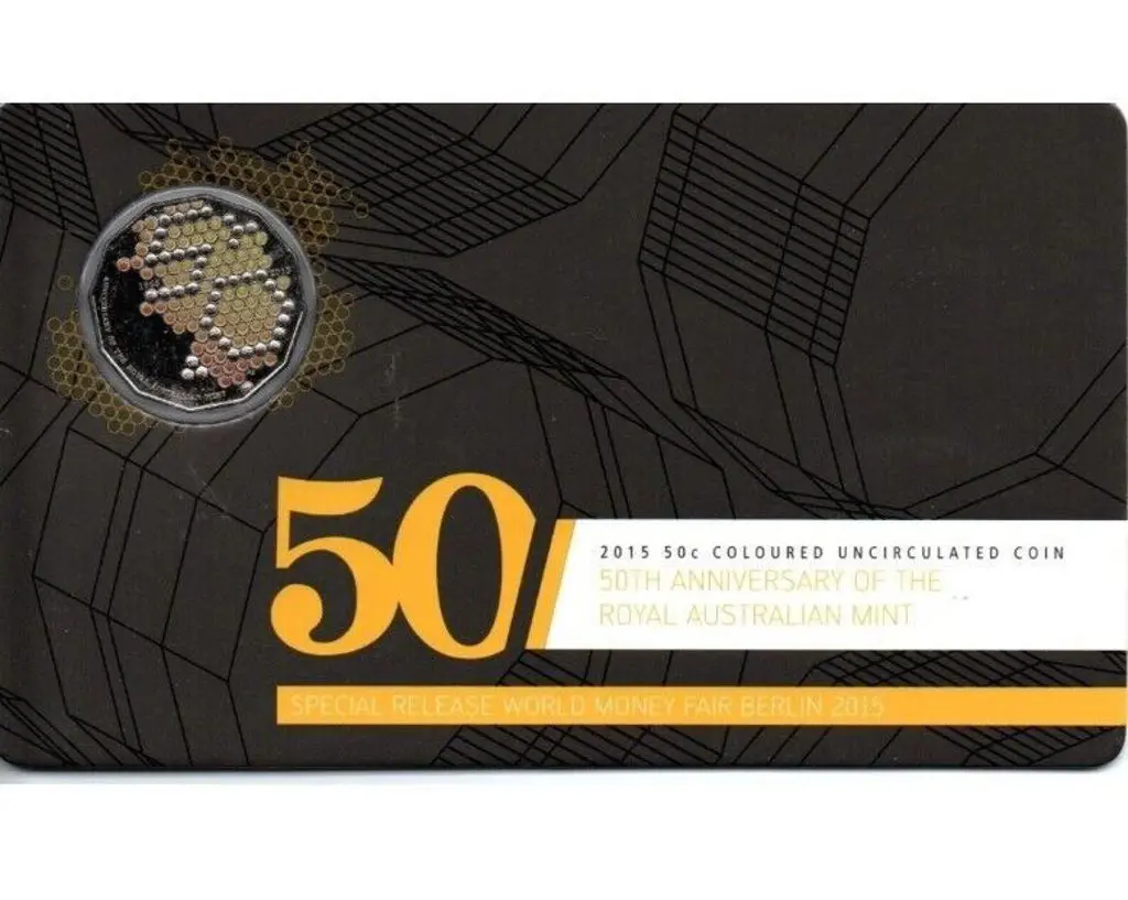 2015 50c 50th Anniv of the RAM coloured Unc coins ... Image 1++
