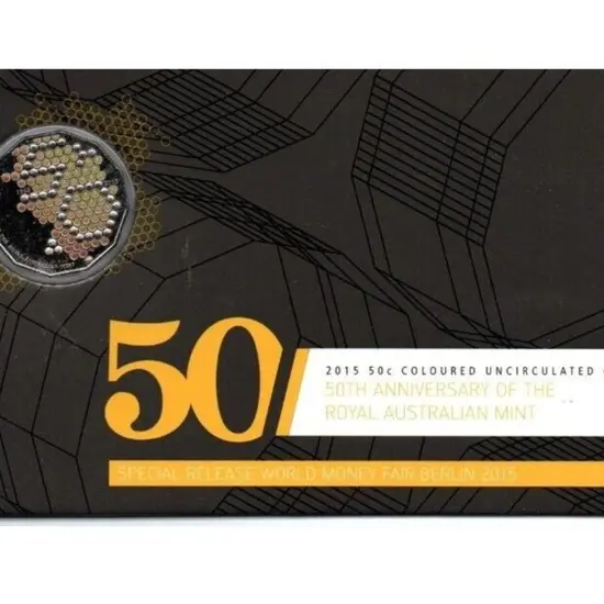 2015 50c 50th Anniv of the RAM coloured Unc coins ...