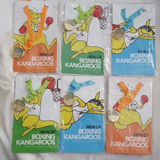 2016 $1 "Mob of Boxing Kangaroos" coloured Unc in ...