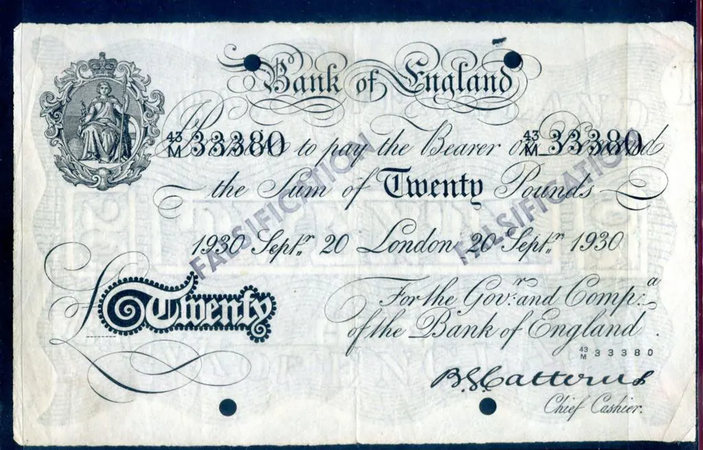 Germany £20 WWII "Operation Bernhard" Counterfeit ... Image 1++