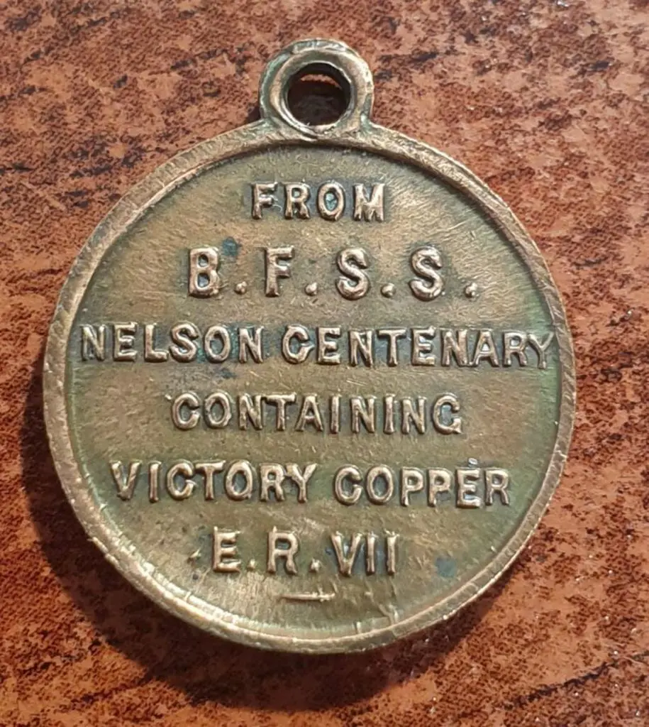 1905 HMS Victory image on smaller medal with ring ... Image 1++