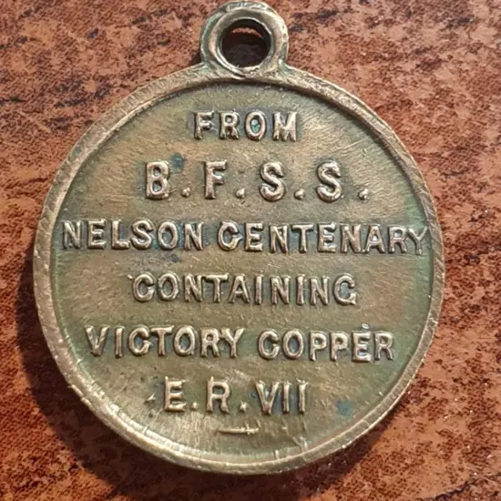 1905 HMS Victory image on smaller medal with ring ...