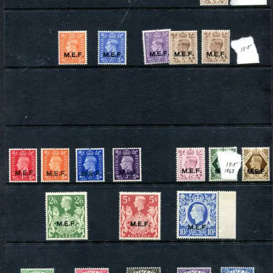 Middle East Forces Overprints on GB comprising MEF ...