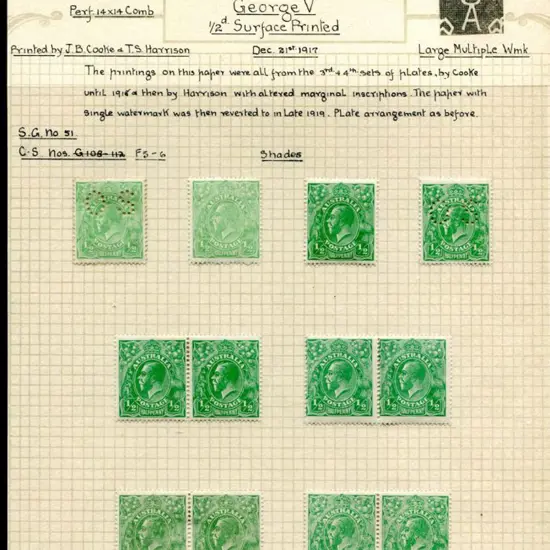 KGV ½d green LMW fine MUH/MLH annotated study on ...