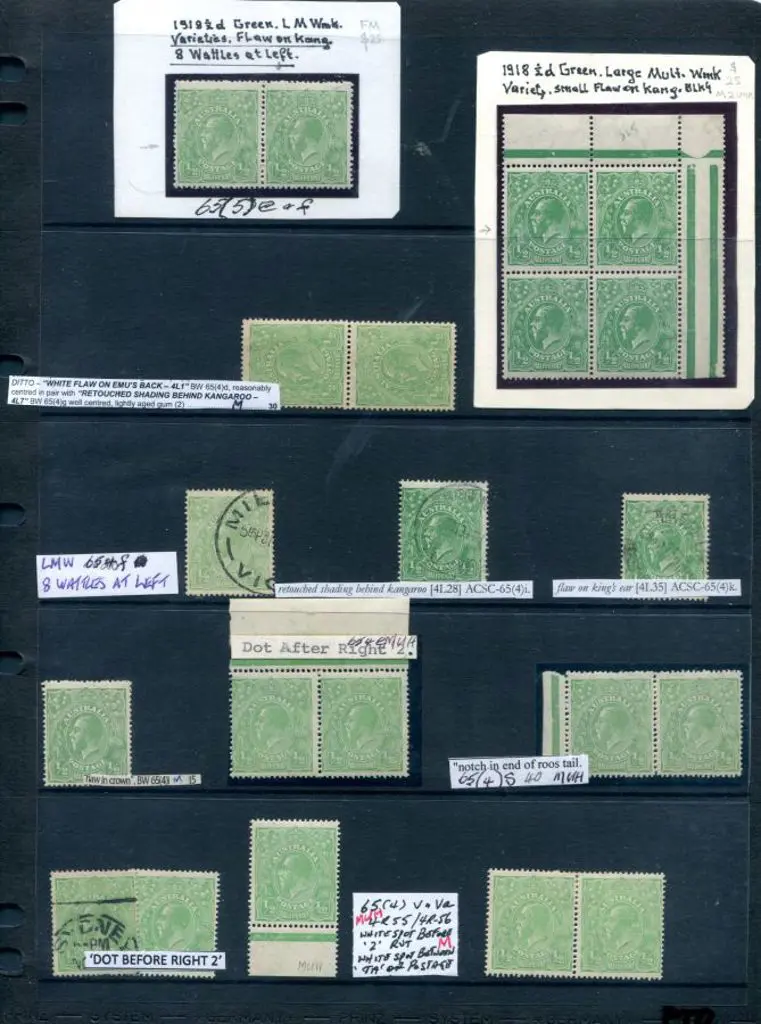 KGV ½d green LMW range incl 22 items with ... Image 1++