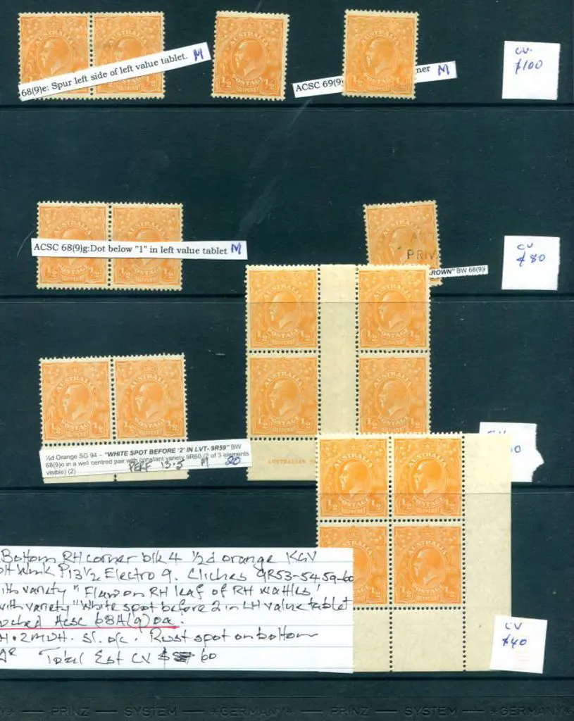 KGV ½d orange, SMW, perf. 13½x12½ selection incl 9 ... Image 1++