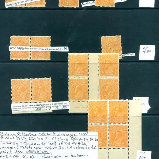 KGV ½d orange, SMW, perf. 13½x12½ selection incl 9 ...