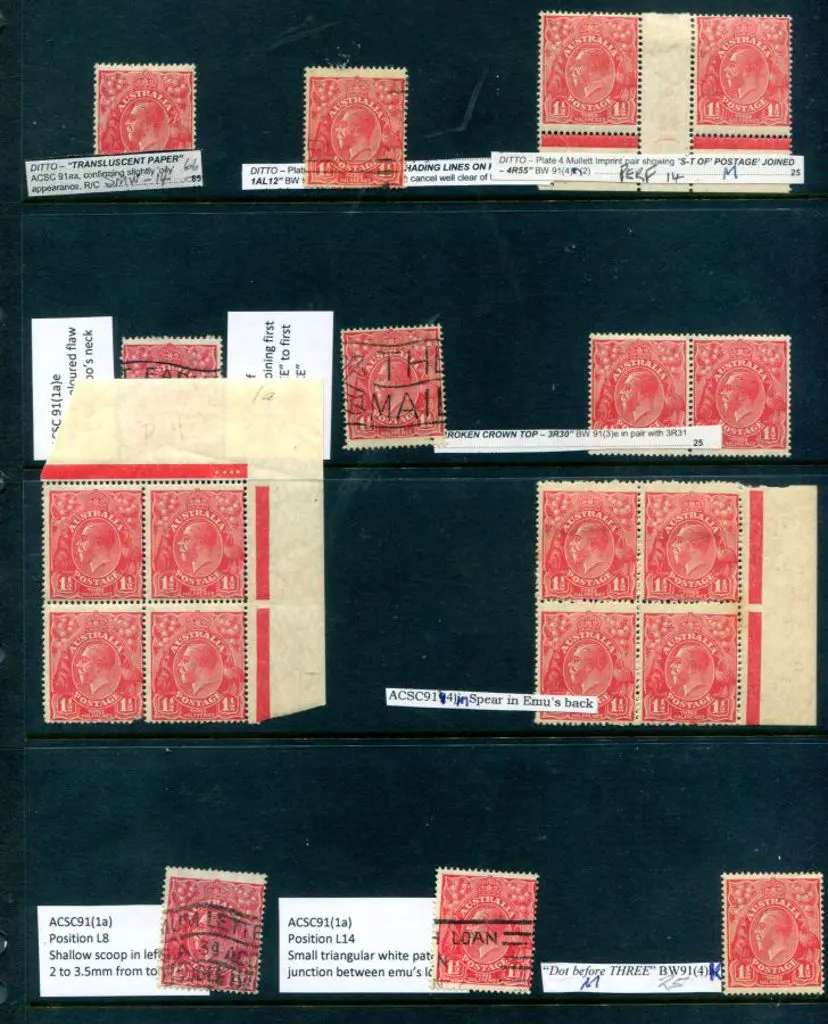 KGV 1½d red Die II, SMW Perf.14 MUH/MLH selection ... Image 1++