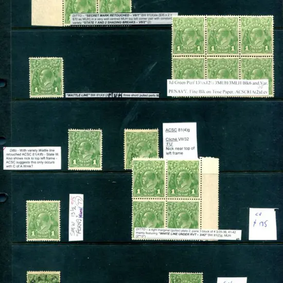 KGV 1d green SMW, perf. 13½x12½ annotated ...